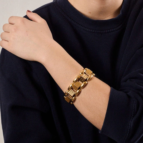 Bracelet Bracelet Tank articulé en or jaune 18k 58 Facettes