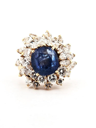 56号戒指，1543号黄金戒指，镶嵌一颗蓝宝石58 Facettes