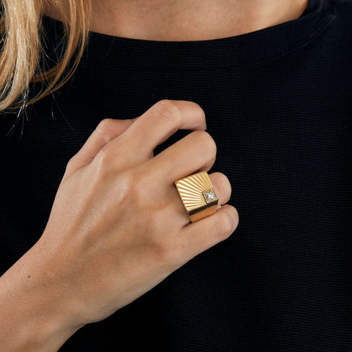 Bague Chevalière Lueur D'Espoir 58 Facettes LP682