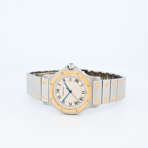 Montre Cartier - Montre Santos Octagone - Cadran romain ivoire - LM 58 Facettes