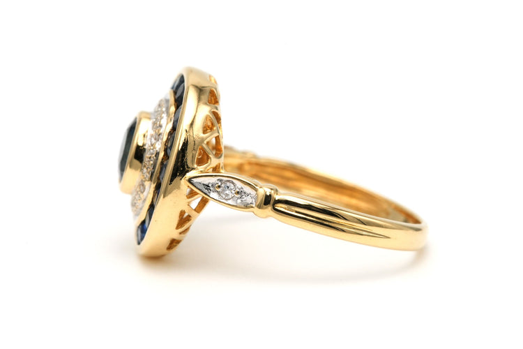 Bague 51 Bague contemporaine or jaune sertie de saphirs et de diamants (+-0.03ct) 58 Facettes 22982