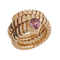 Bague 51 BULGARI - Bague Tubogas « Serpenti » en or jaune et tourmaline rose, vers 1980 58 Facettes
