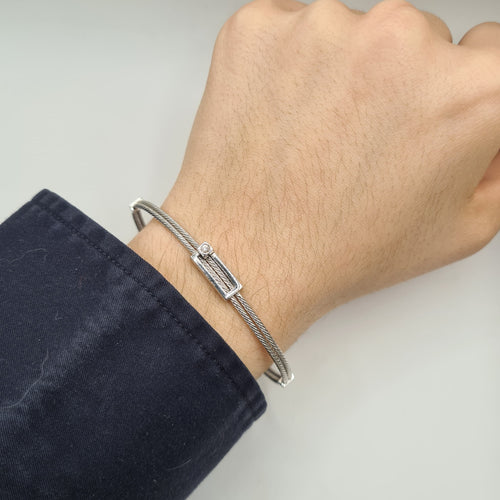 Bracelet Bracelet or blanc serti d'un diamant 58 Facettes