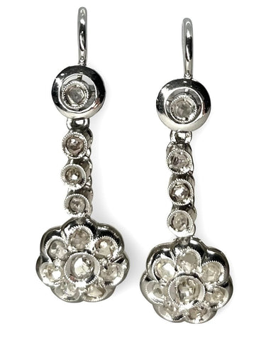 Boucles d'oreilles Boucles d'oreilles vintage platine et diamants 1 ct 58 Facettes 68701
