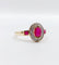 Bague 55 Bague pompadour vintage or jaune, rubis, diamants et de rubis carrés 58 Facettes A05077