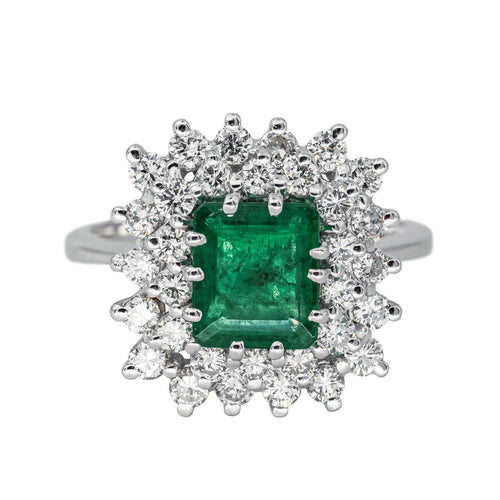 Bague 51 Bague Pompadour  Or blanc Emeraude, Diamant 58 Facettes 4526723RV