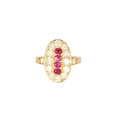 Bague 61 Bague or jaune rubis diamants 58 Facettes