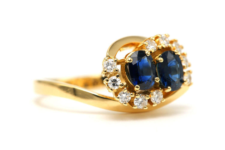 Bague 53 Bague contemporaine or jaune, saphirs et diamants 58 Facettes 22739