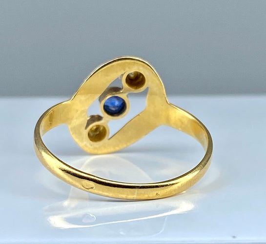 Bague 53 Bague en or jaune saphir et diamants 58 Facettes AB312