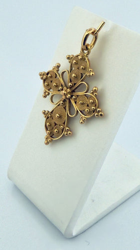 Pendentif Pendentif croix vintage en or jaune 18 carats 58 Facettes