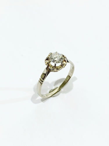 Bague 53 Bague solitaire or blanc diamant 0.45ct 58 Facettes