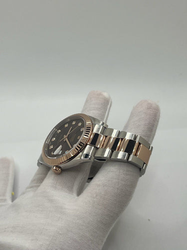 Montre Rolex Datejust 41 ou rose chocolat et diamants 58 Facettes