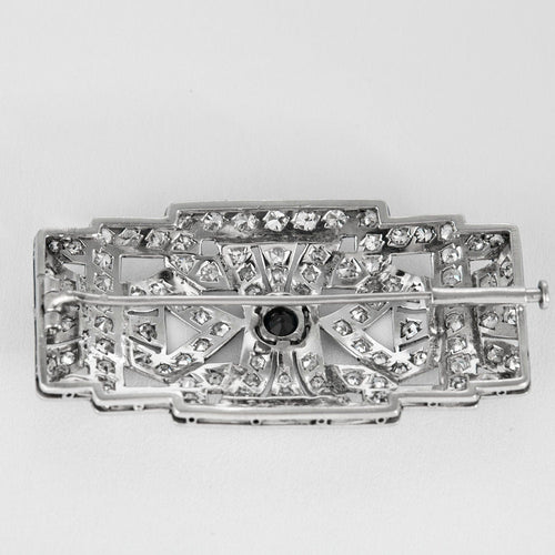 Broche Broche art déco en platine, diamants et saphir 58 Facettes CO1