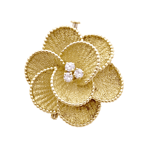 Broche Broche fleur en or jaune et diamants. 34685 58 Facettes 34685
