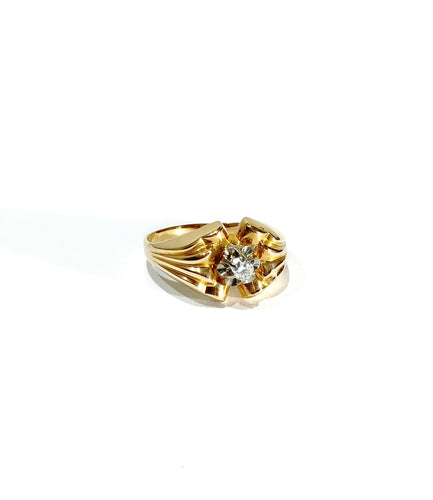 Bague 59 Bague solitaire en or rose 18 carats et diamant taille brillant 58 Facettes