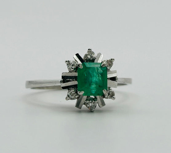 Bague Bague Art Déco Émeraude et Diamant 58 Facettes 50116