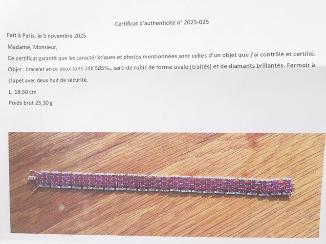 Bracelet bracelet MICHAEL CHRISTOFF tapis rubis 24ct & diamants 18.5cm or rose 14k 58 Facettes 269285