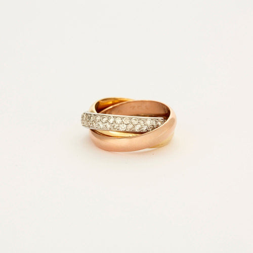 Bague 52 CARTIER - Bague Trinity 1 anneau pavé de diamants 58 Facettes