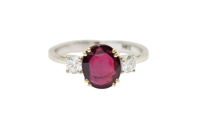 Bague 54 Bague en or bicolore, rubis naturel certifé et diamants 58 Facettes 32734