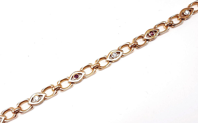 Bracelet Bracelet or rose diamants et rubis 58 Facettes Brac.rub.dt-1480