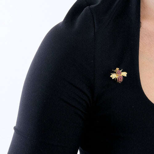 Broche Broche Abeille or jaune rubis 58 Facettes LP923