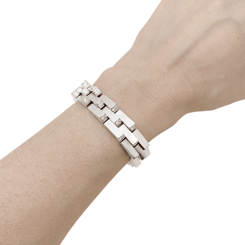 Bracelet Bracelet Vintage Boucheron, "Crémaillère", platine, diamants. 58 Facettes 34542