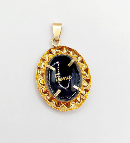 Pendentif Pendentif or rose plaque émaillée) 58 Facettes A05510