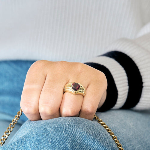 Bague 53 Bague en or jaune, diamants et rubellite 58 Facettes LP1324/13