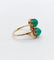 Bague 53 Bague toi et moi vintage or jaune cabochons de chrysoprases 58 Facettes A05751