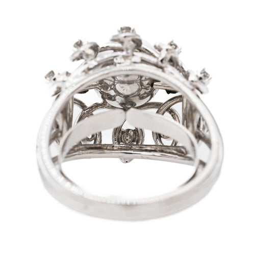 Bague 55 Bague Cocktail Or blanc Perle, Diamant 58 Facettes 3148552CN