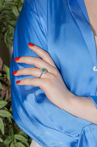 Bague 54 Bague  Pompadour  Or blanc Emeraude, Diamant 58 Facettes 3747899CN