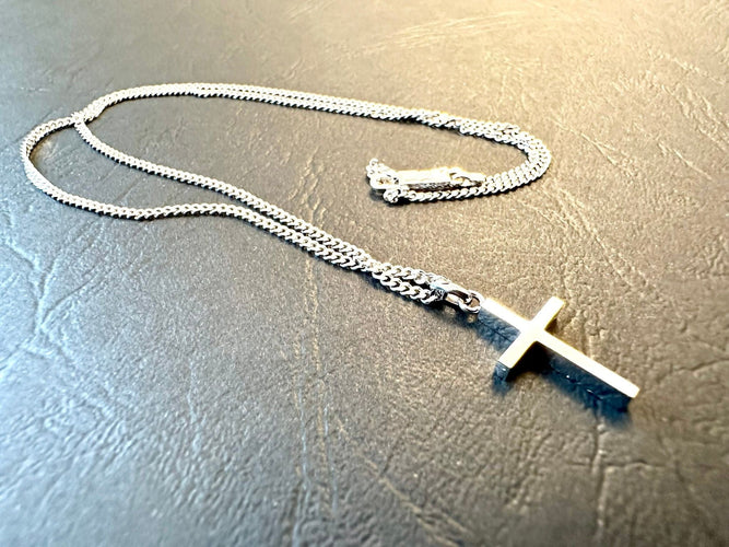 Collier Pendentif croix italienne avec chaîne de Chini en or blanc 58 Facettes