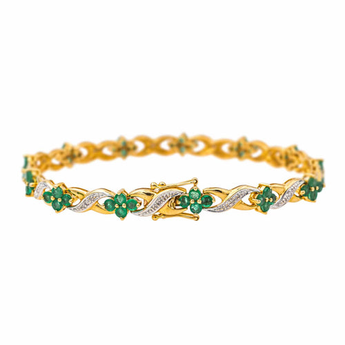 Bracelet Bracelet  Or jaune, Or blanc Emeraude, Diamant 58 Facettes 4292749CN