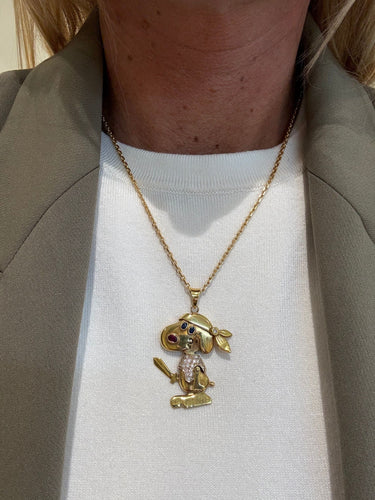 Pendentif Pendentif vintage Snoopy or jaune et diamants 58 Facettes 7034/10