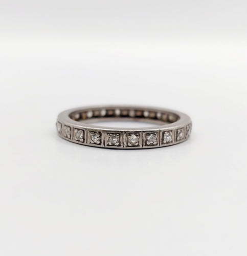 Bague 54 Alliance américaine art deco Palladium et diamants 58 Facettes A06021