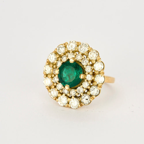 Bague Bague or jaune émeraude 3cts et diamants 4cts 58 Facettes