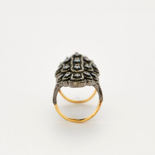 Bague 55 Bague en or jaune et argent 58 Facettes 1629