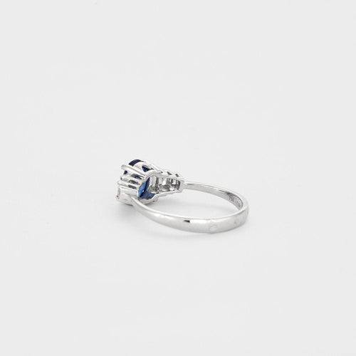 Bague 54 Bague  or blanc avec saphir bleu et diamants 58 Facettes