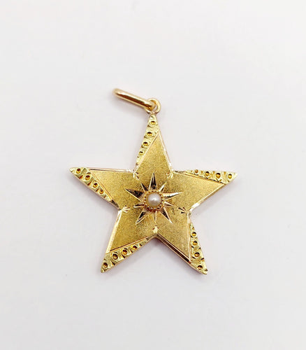Sarı altın ve inci yıldız kolye (yaklaşık 1900) 