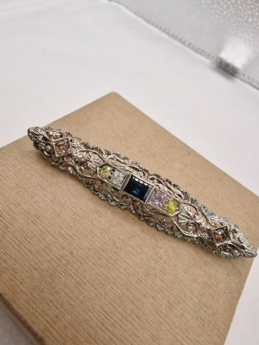 Broche Broche vintage en or blanc sertie de diamants fantaisie, années 1980 58 Facettes