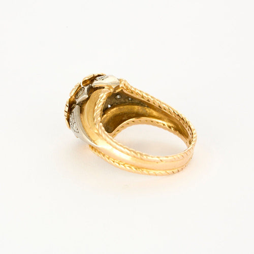 Bague 58 Chevalière en or jaune et blanc et diamants 58 Facettes GU207