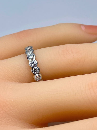 Bague 49 Demie alliance or blanc et diamants 58 Facettes AB635