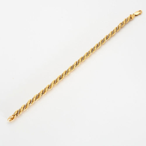 Bracelet Gourmette maille alternée or jaune et blanc 58 Facettes LP671