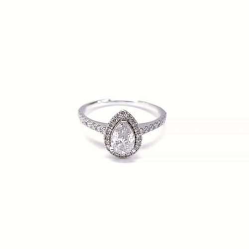 Bague 55 Bague or blanc diamant poire 58 Facettes Bag-DV.28.BELLO