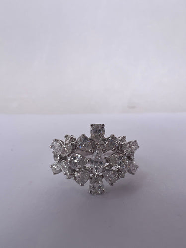 Bague 54 Bague diamant fantaisie cocktail de fleurs 58 Facettes RNG-76