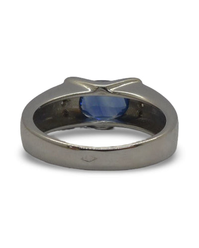 Bague 49.5 Bague or blanc saphir non-chauffé 58 Facettes 00037801