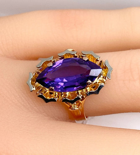 Bague 51 Bague en or jaune et améthyste 58 Facettes AB581