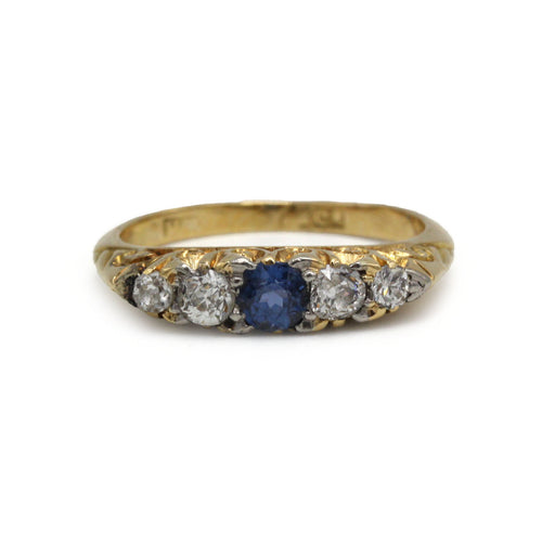 Kousenbandring Victoriaans - Goud, Saffier & Diamanten 