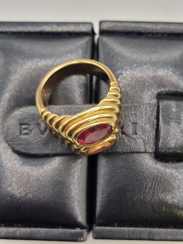 Bague 54 BULGARI - Bague Tubogas or jaune, tourmalines 58 Facettes