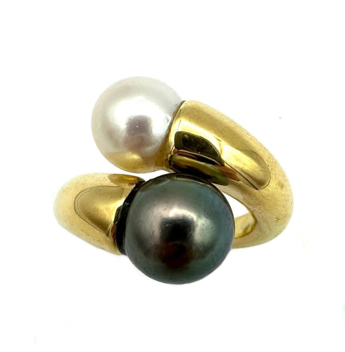 Bague 51 CARTIER. Bague "Toi et Moi" en or jaune 18K et perles 58 Facettes